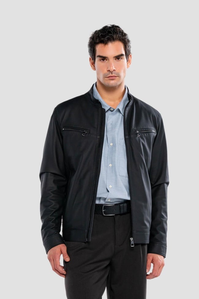  Tamer Tanca Erkek Hakiki Deri Siyah Deri Mont