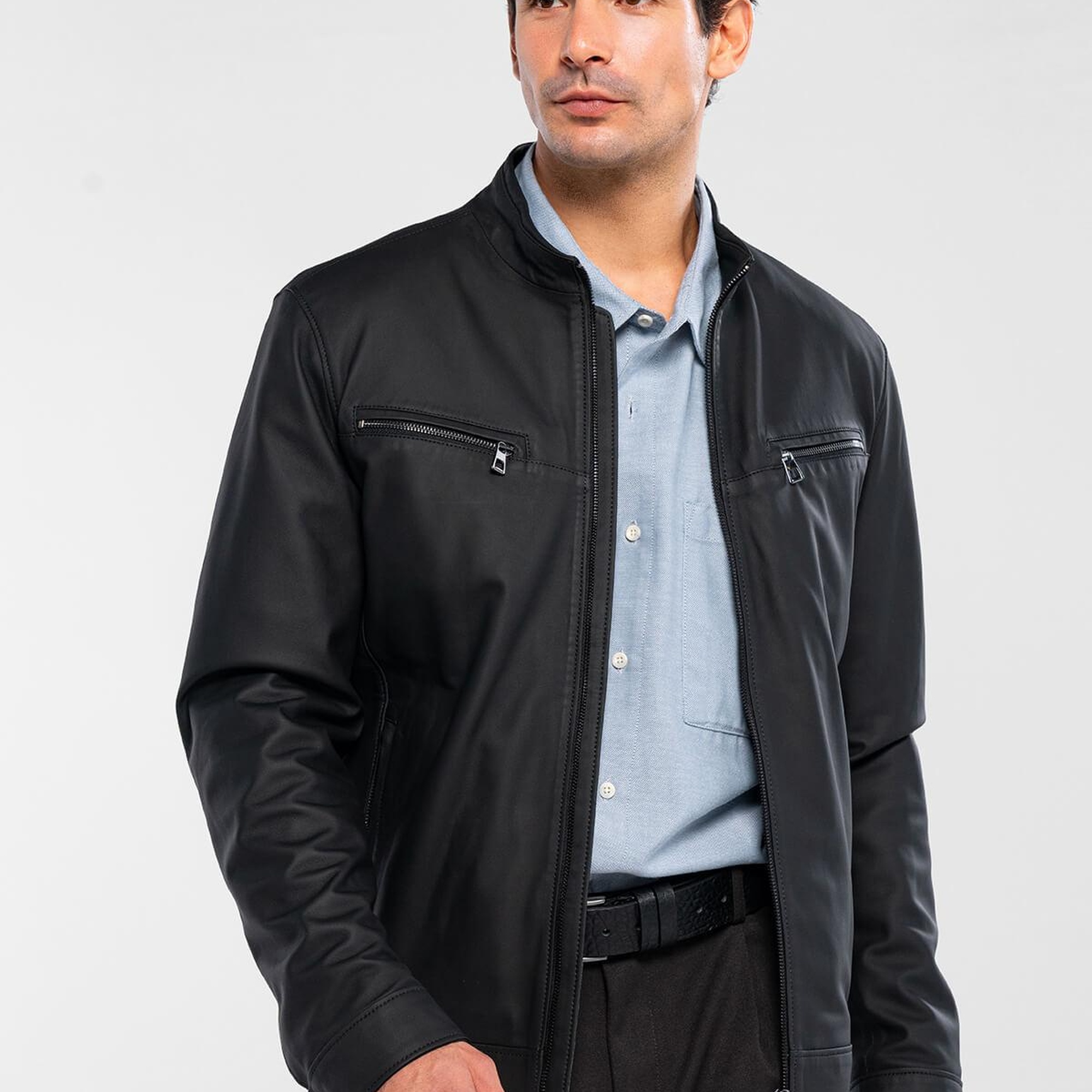 Tamer Tanca Erkek Hakiki Deri Siyah Deri Mont