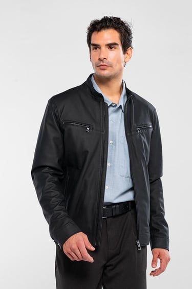  Tamer Tanca Erkek Hakiki Deri Siyah Deri Mont