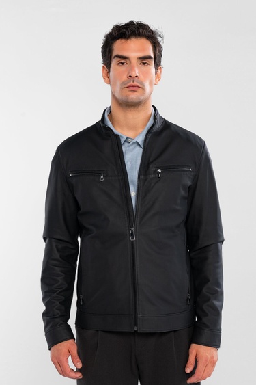  Tamer Tanca Erkek Hakiki Deri Siyah Deri Mont