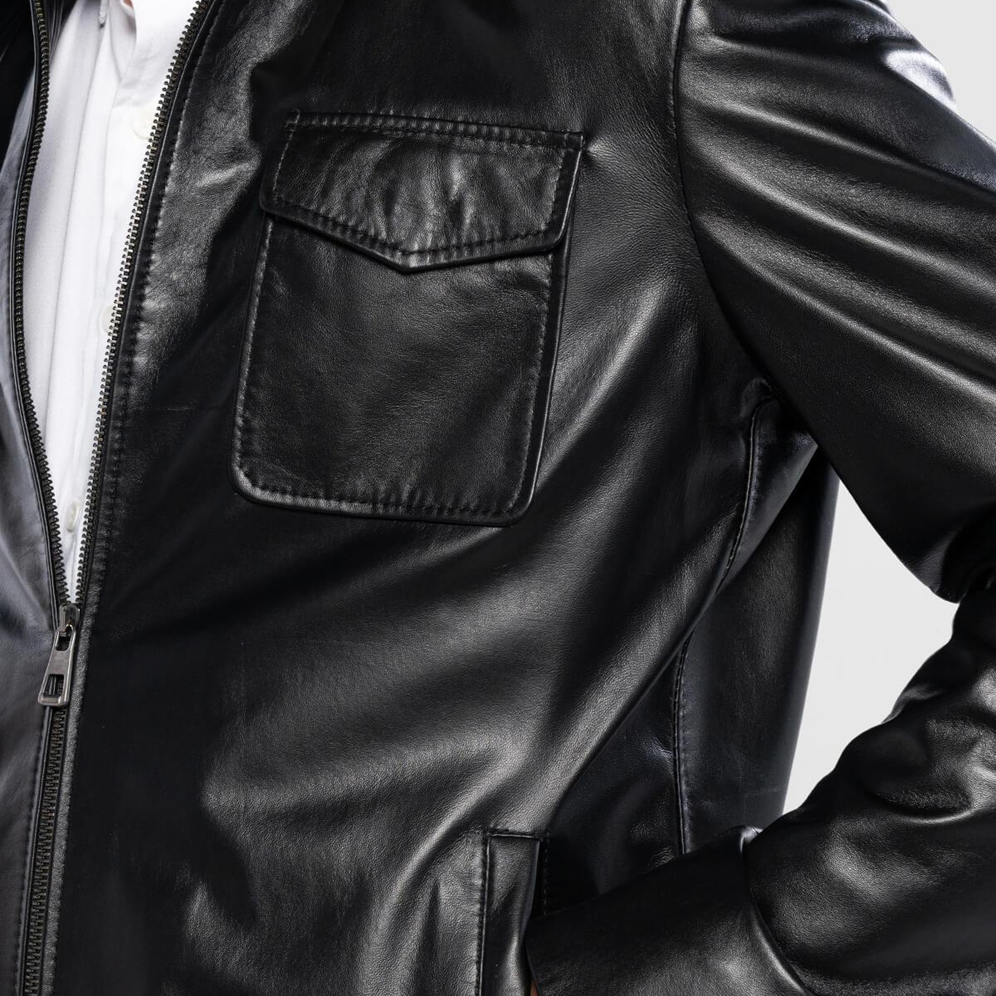 Tamer Tanca Erkek Hakiki Deri Siyah Deri Mont