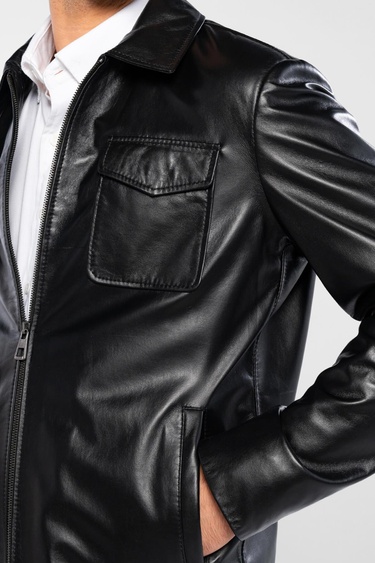  Tamer Tanca Erkek Hakiki Deri Siyah Deri Mont