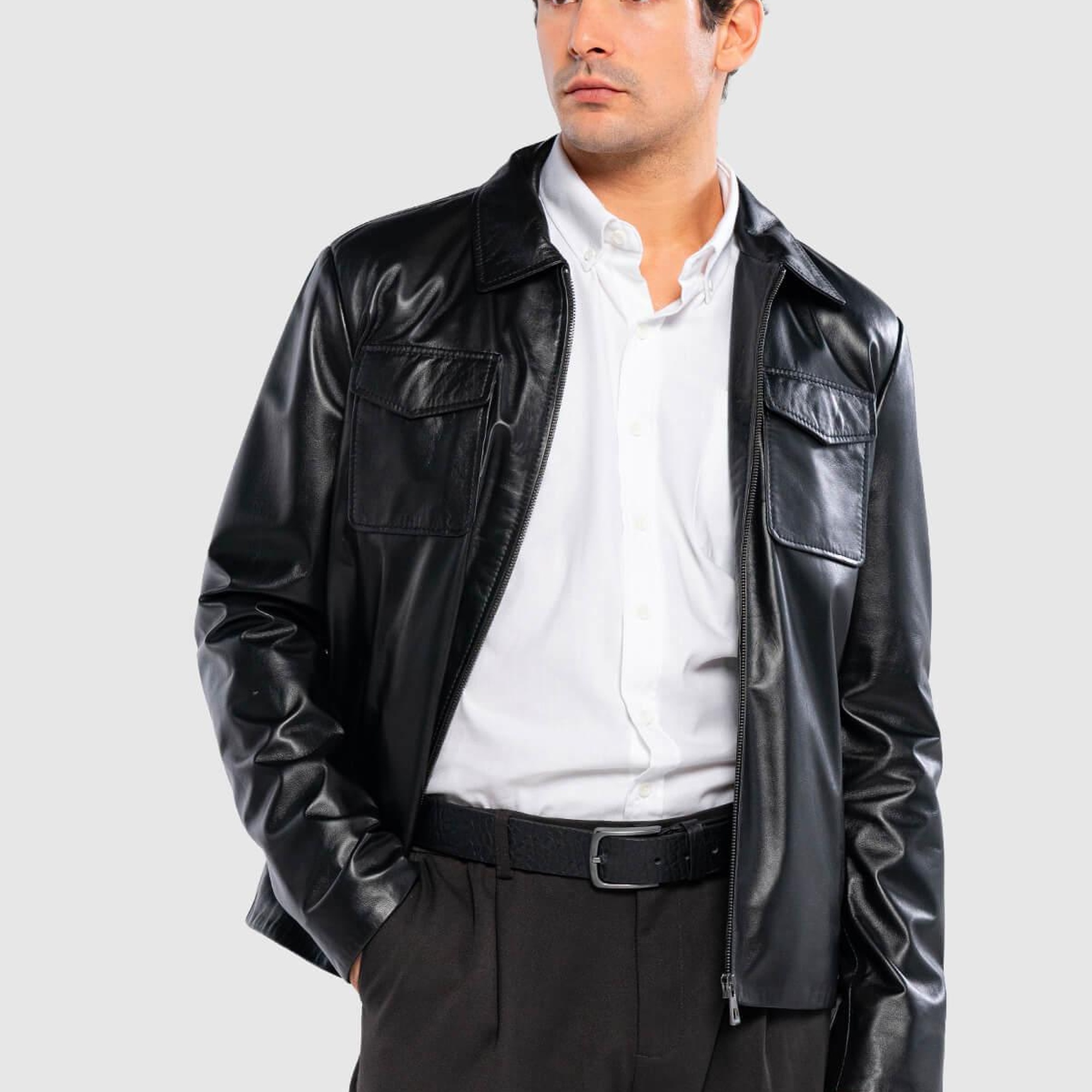 Tamer Tanca Erkek Hakiki Deri Siyah Deri Mont