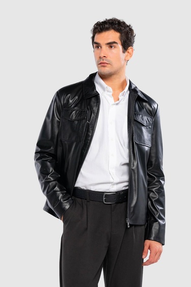  Tamer Tanca Erkek Hakiki Deri Siyah Deri Mont