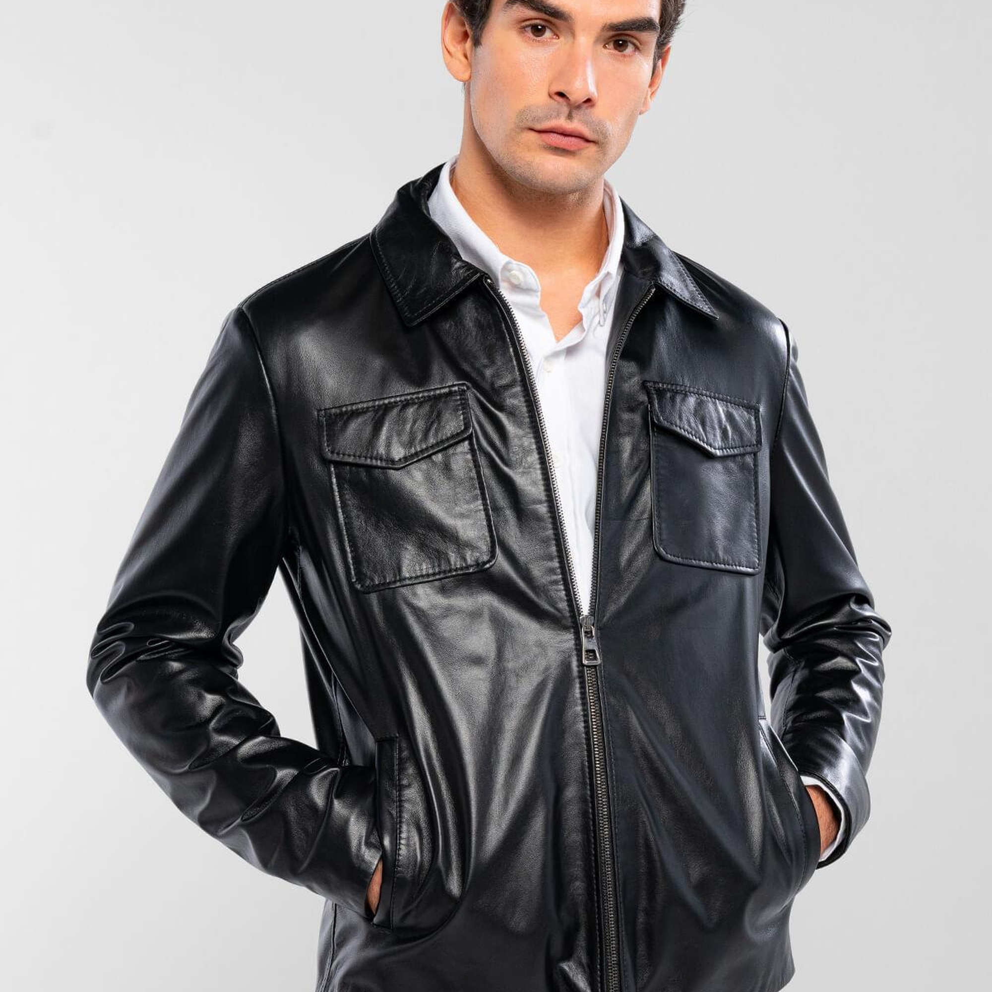 Tamer Tanca Erkek Hakiki Deri Siyah Deri Mont