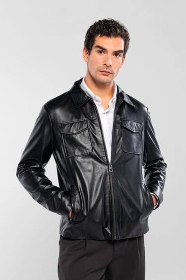  Tamer Tanca Erkek Hakiki Deri Siyah Deri Mont