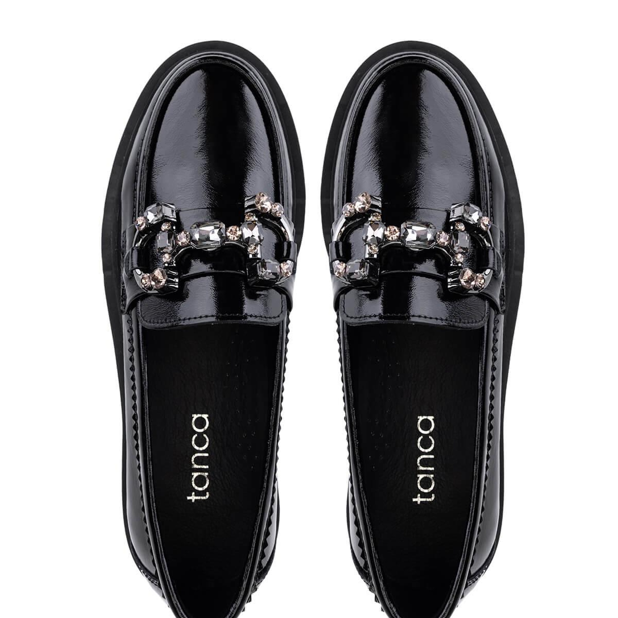 Tamer Tanca Kadın Hakiki Deri Siyah Rugan Loafer Ayakkabı