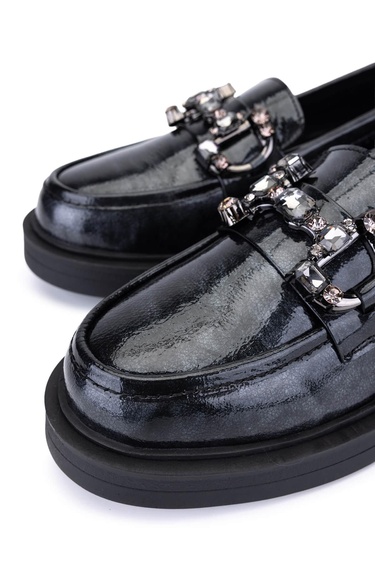  Tamer Tanca Kadın Hakiki Deri Gri Loafer Ayakkabı