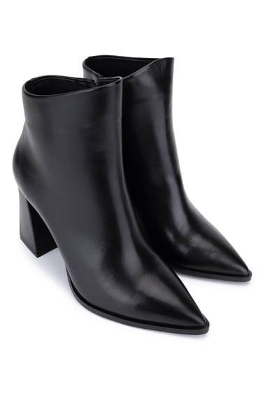  Tamer Tanca Kadın Hakiki Deri Siyah Topuklu Bot
