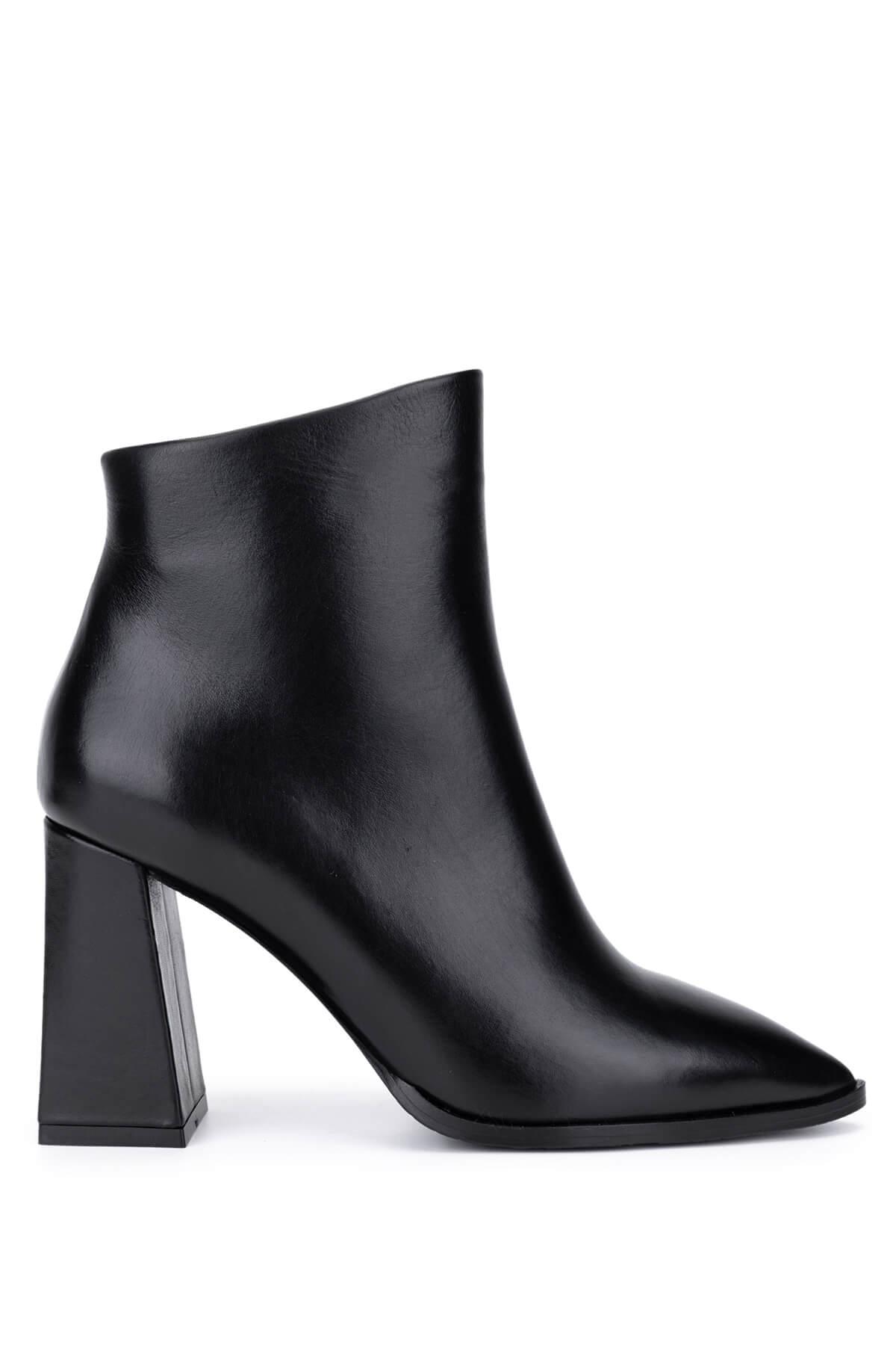  Tamer Tanca Kadın Hakiki Deri Siyah Topuklu Bot
