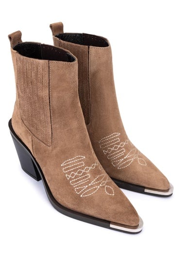  Tamer Tanca Kadın Hakiki Deri Taupe Süet Klasik Bot