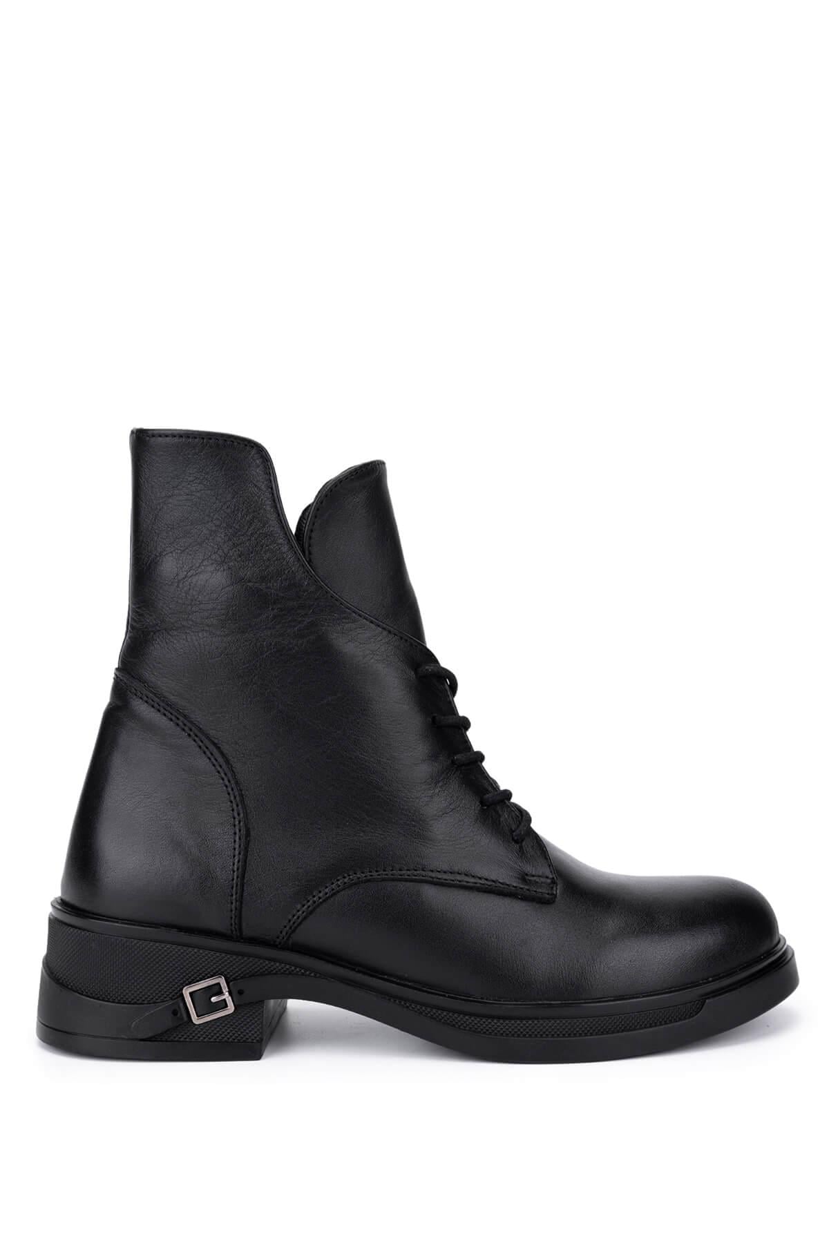  Tamer Tanca Kadın Siyah Deri Casual Bot