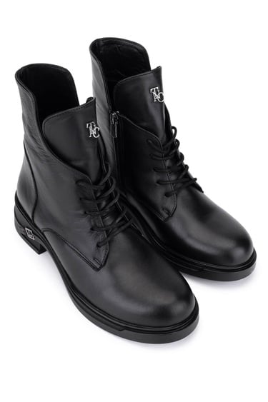  Tamer Tanca Kadın Siyah Deri Casual Bot