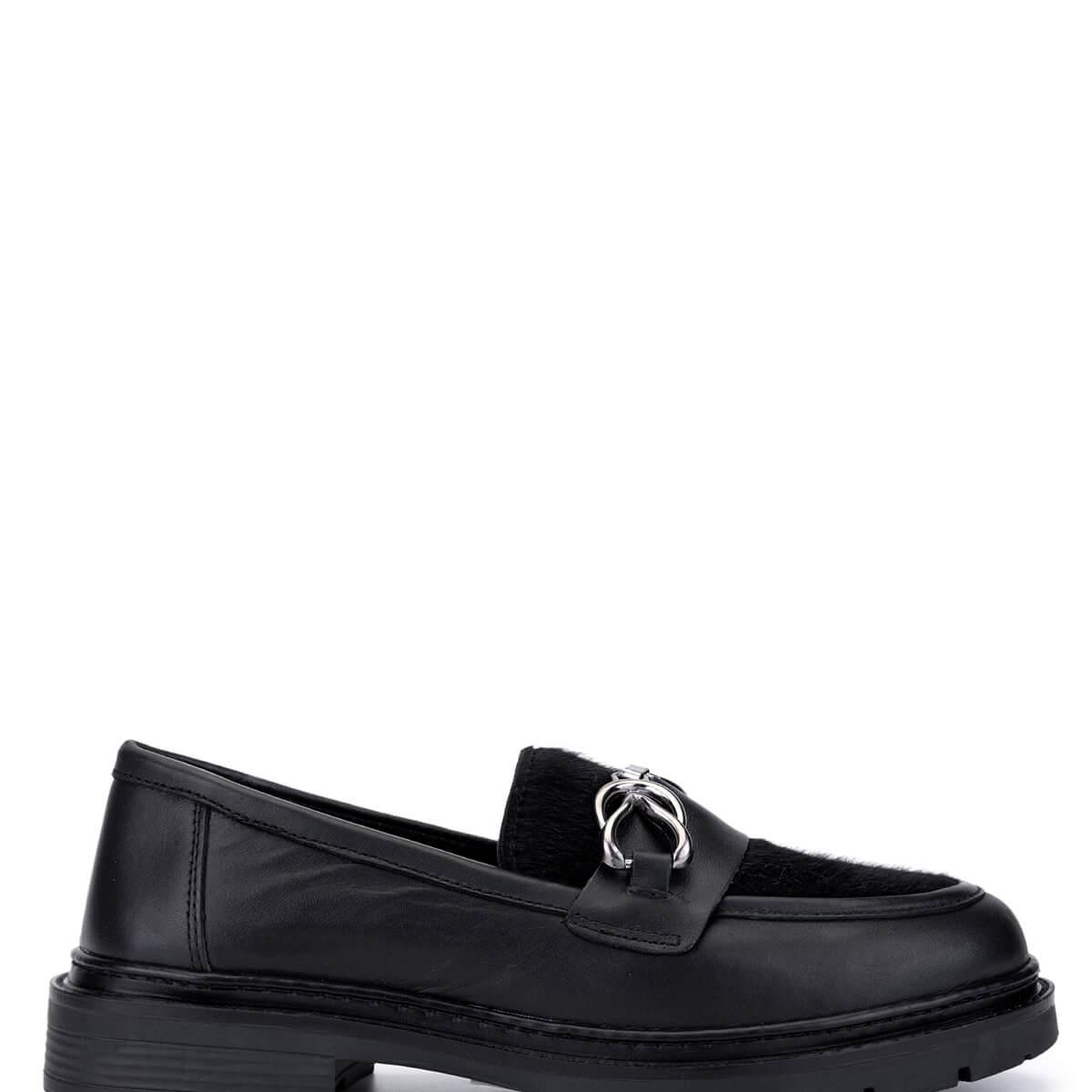 Tamer Tanca Kadın Deri & Tekstil Siyah Loafer Ayakkabı