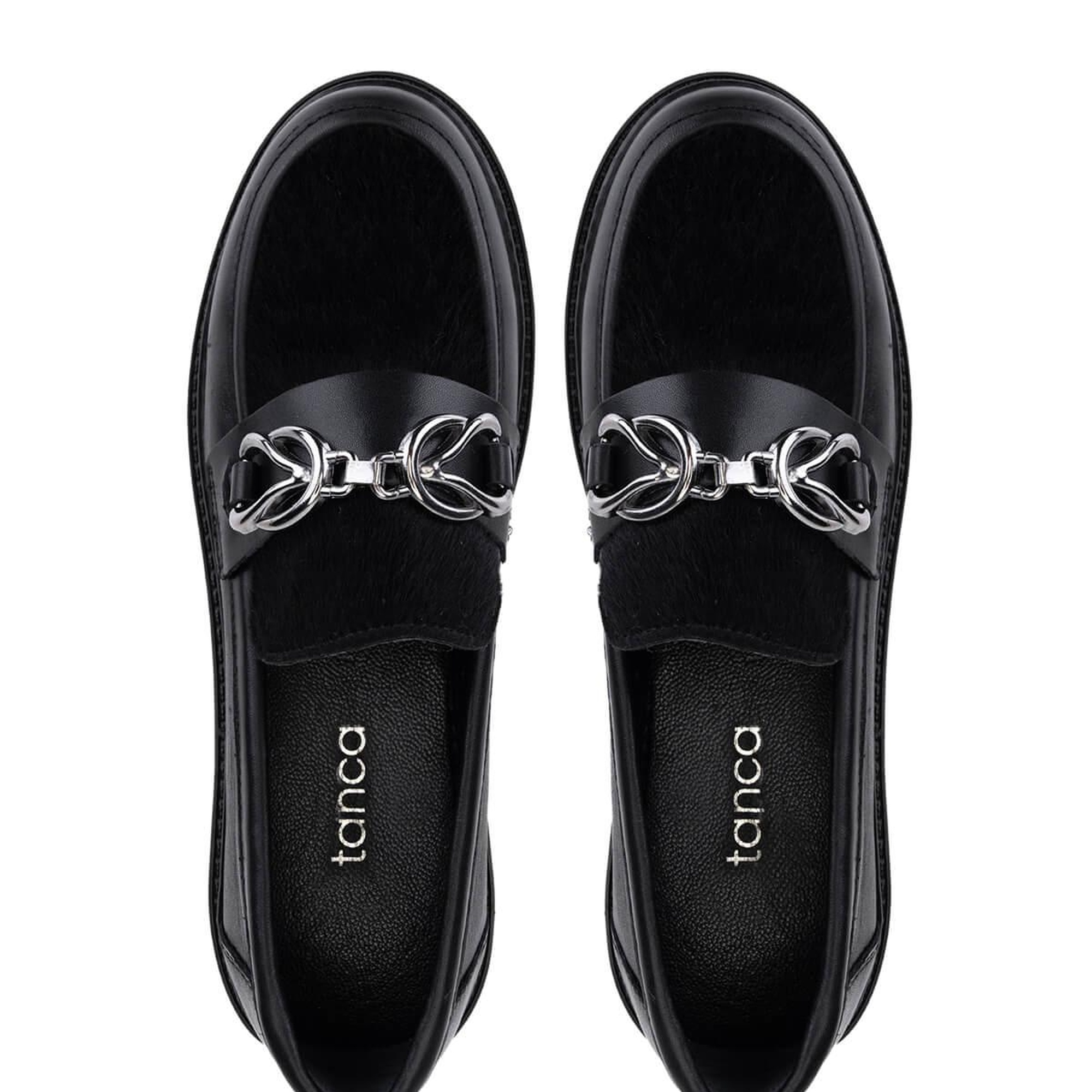 Tamer Tanca Kadın Deri & Tekstil Siyah Loafer Ayakkabı