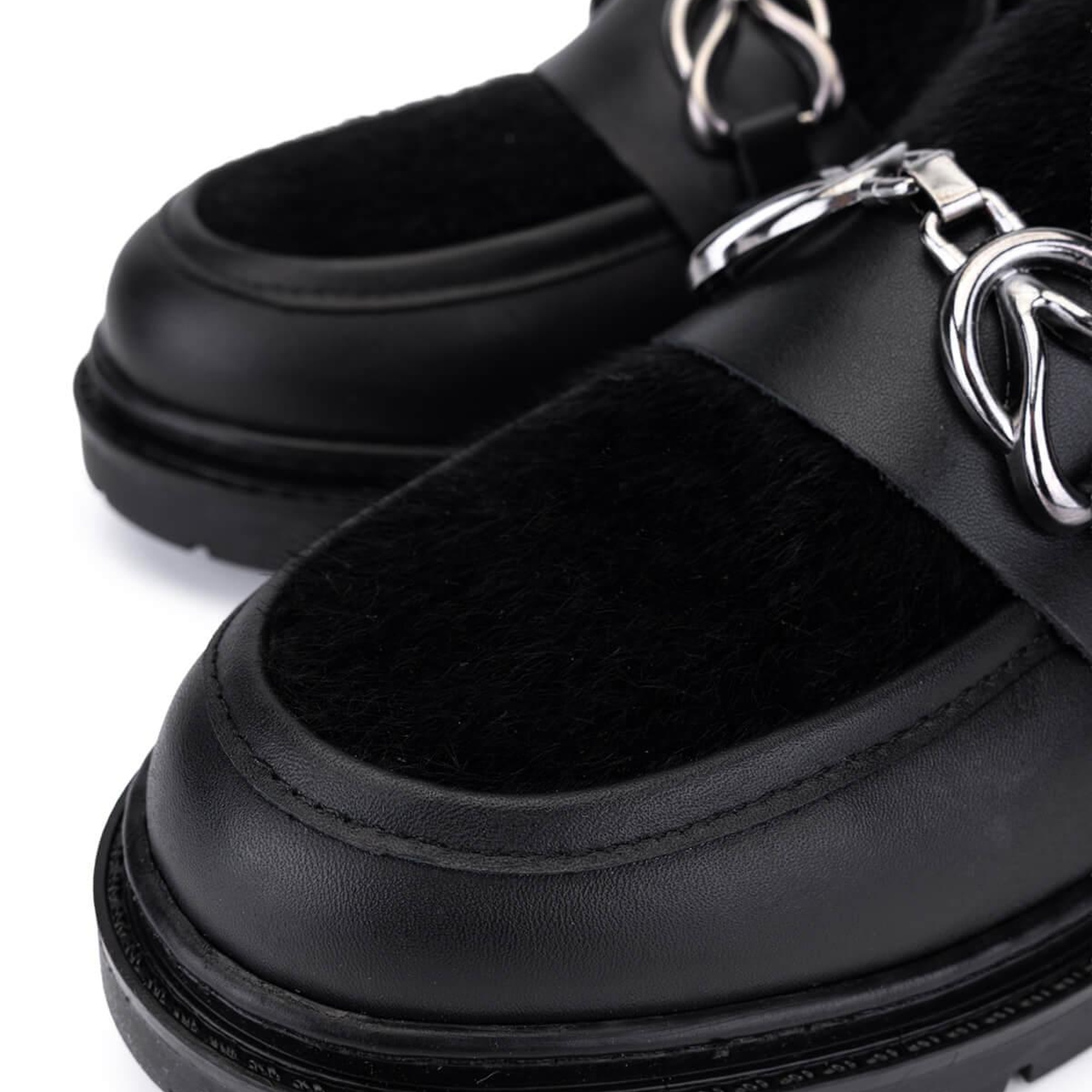 Tamer Tanca Kadın Deri & Tekstil Siyah Loafer Ayakkabı