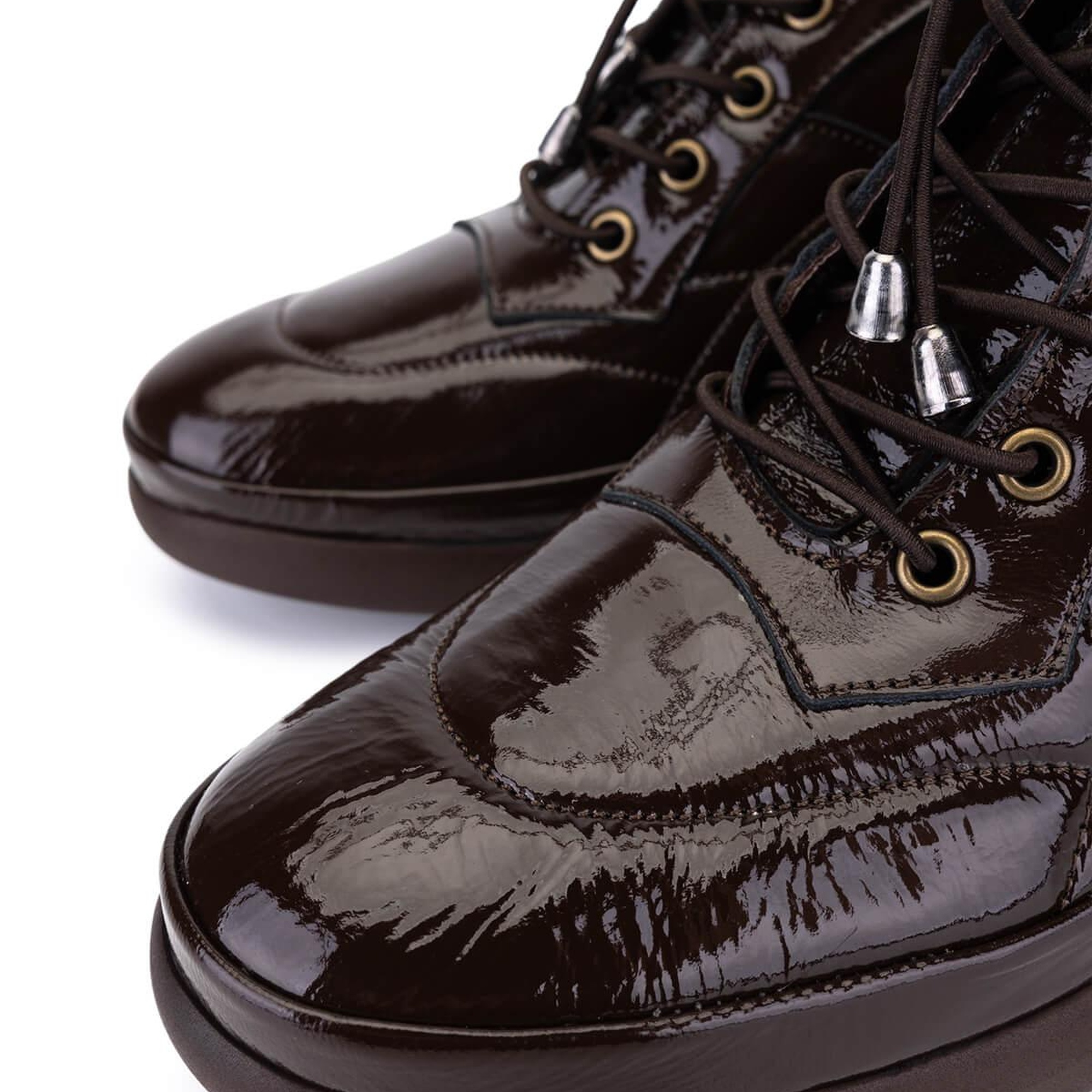 Tamer Tanca Kadın Hakiki Deri Kahverengi Rugan Casual Bot