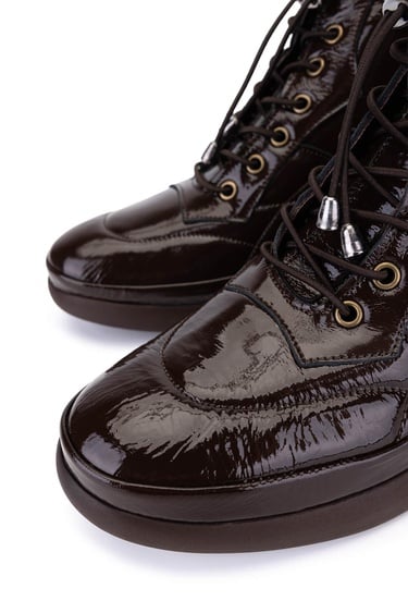  Tamer Tanca Kadın Hakiki Deri Kahverengi Rugan Casual Bot