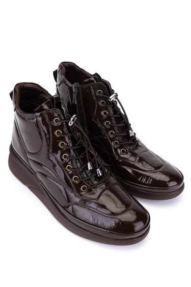  Tamer Tanca Kadın Hakiki Deri Kahverengi Rugan Casual Bot