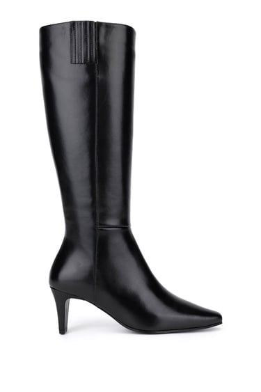  Tamer Tanca Kadın Hakiki Deri Siyah Klasik Çizme