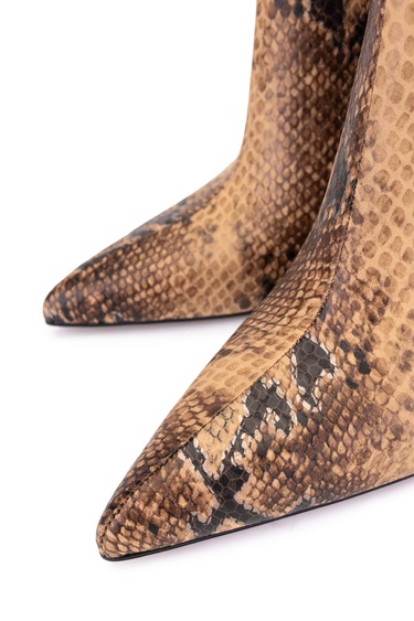  Tamer Tanca Kadın Hakiki Deri Naturel Yılan Topuklu Bot