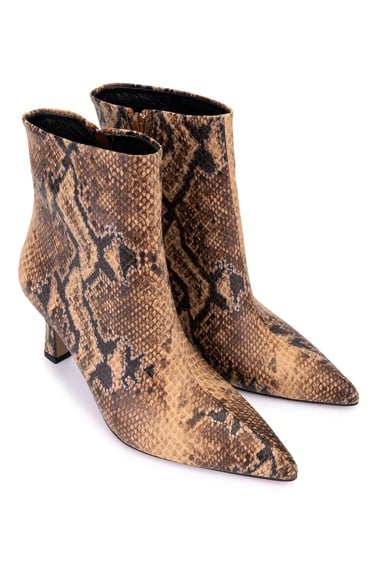  Tamer Tanca Kadın Hakiki Deri Naturel Yılan Topuklu Bot