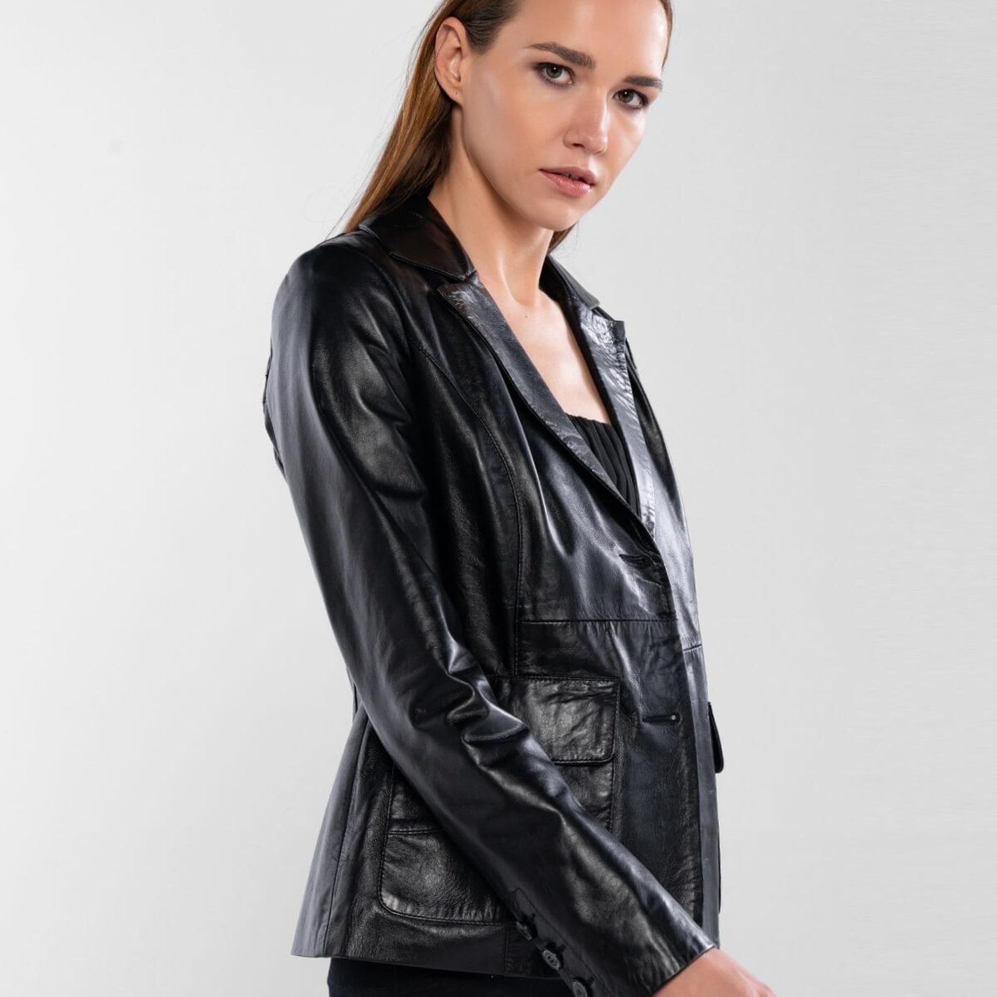 Tamer Tanca Kadın Hakiki Deri Siyah Deri Mont