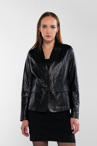  Tamer Tanca Kadın Hakiki Deri Siyah Deri Mont