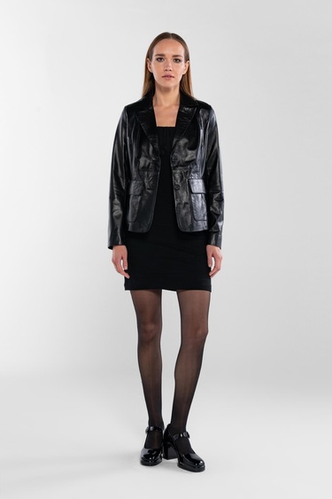  Tamer Tanca Kadın Hakiki Deri Siyah Deri Mont