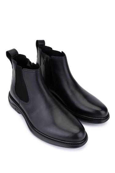  Tamer Tanca Erkek Hakiki Deri Siyah Klasik Bot