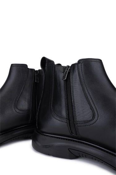  Tamer Tanca Erkek Hakiki Deri Siyah Klasik Bot