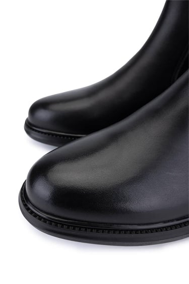  Tamer Tanca Erkek Hakiki Deri Siyah Klasik Bot