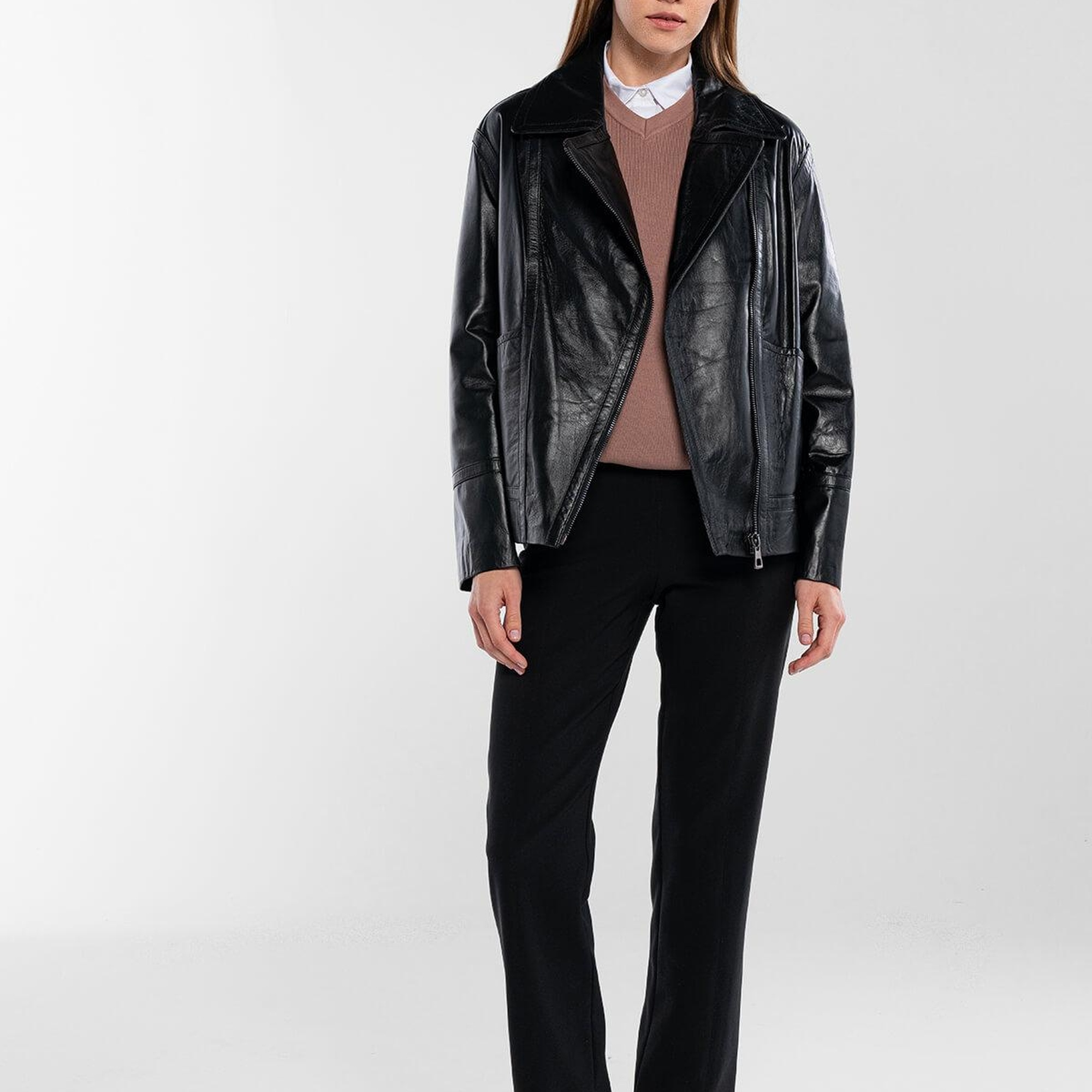 Tamer Tanca Kadın Hakiki Deri Siyah Deri Mont