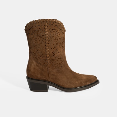  Kadın Taba Süet Deri Kovboy Bot