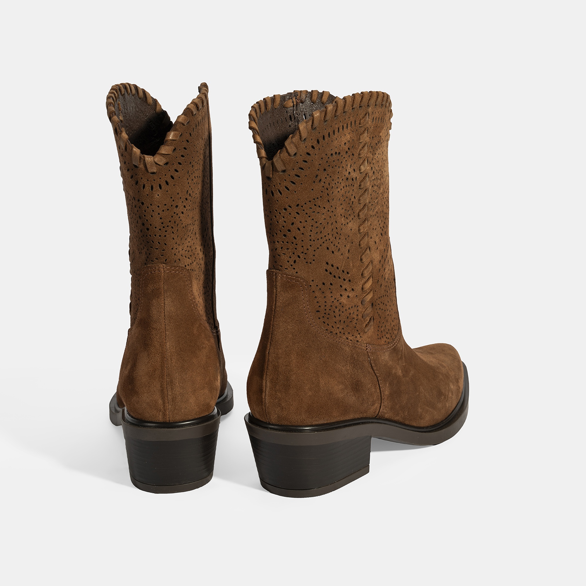 Kadın Taba Süet Deri Kovboy Bot