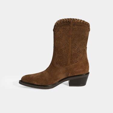  Kadın Taba Süet Deri Kovboy Bot