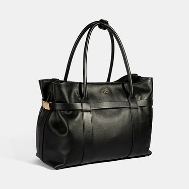  Kadın Siyah Cüzdan Aksesuarlı Deri Omuz Çantası