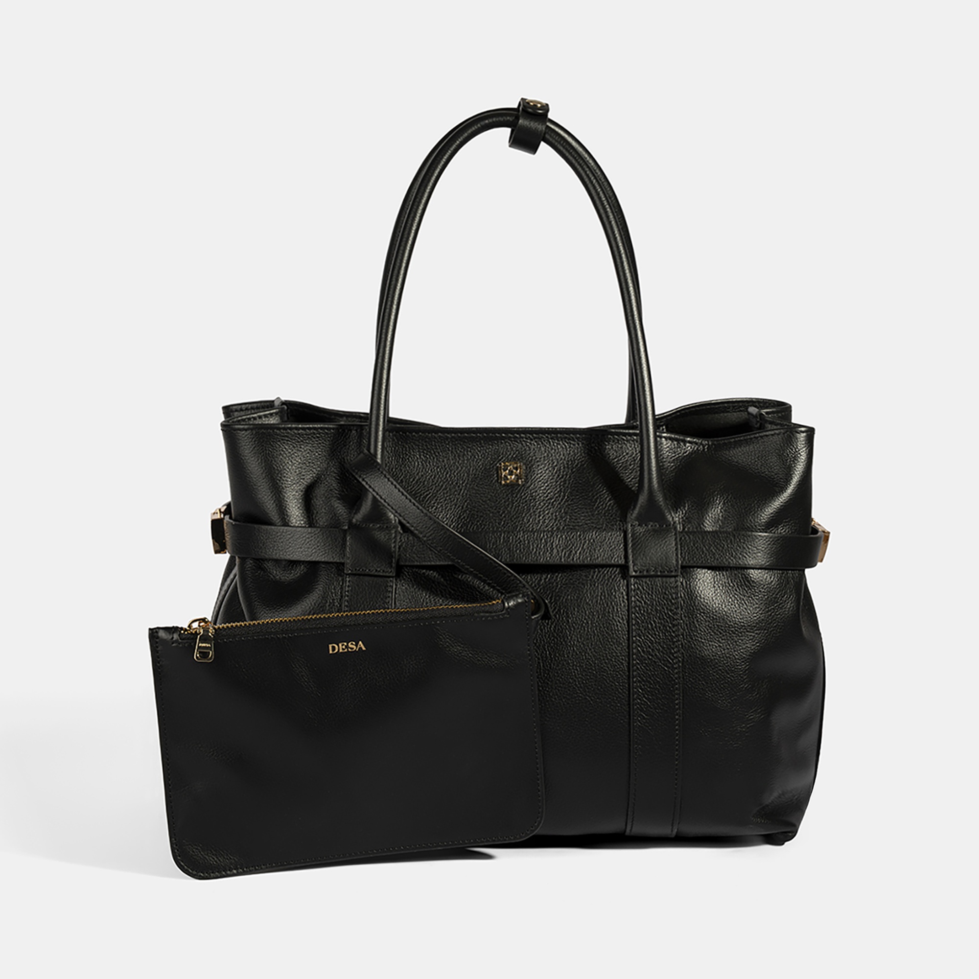 Kadın Siyah Cüzdan Aksesuarlı Deri Omuz Çantası