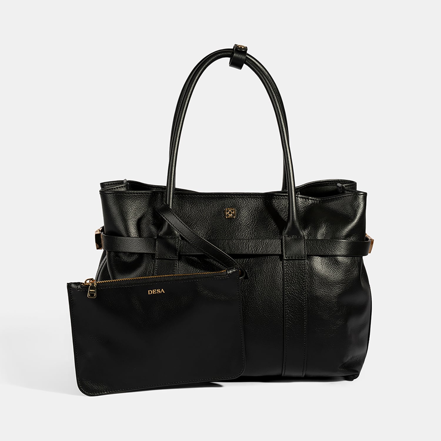  Kadın Siyah Cüzdan Aksesuarlı Deri Omuz Çantası