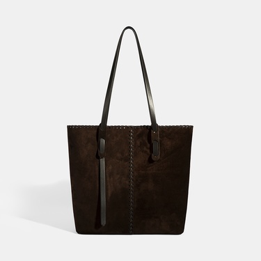  Kadın Kahve Süet Deri Omuz Çantası