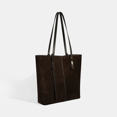  Kadın Kahve Süet Deri Omuz Çantası