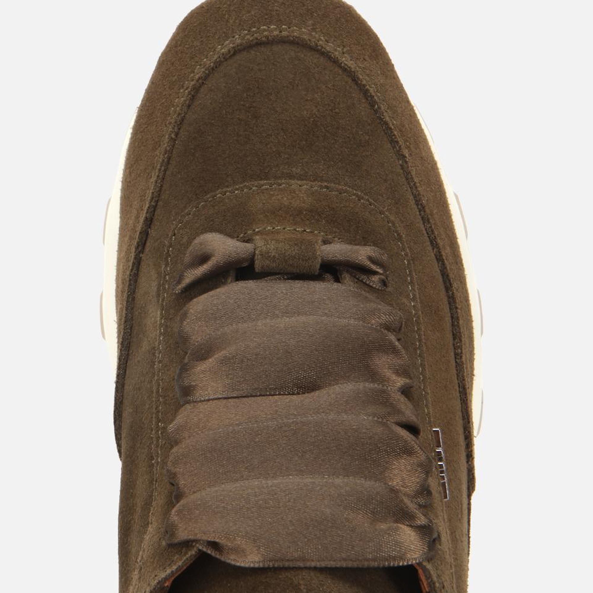 Kadın Süet Deri Haki Bağcık Detaylı Yüksek Tabanlı Spor Ayakkabı