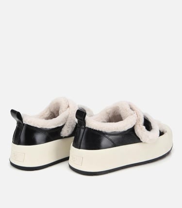  Kadın Rugan Deri Siyah İçi Kürklü  Kalın Bantlı Spor Ayakkabı