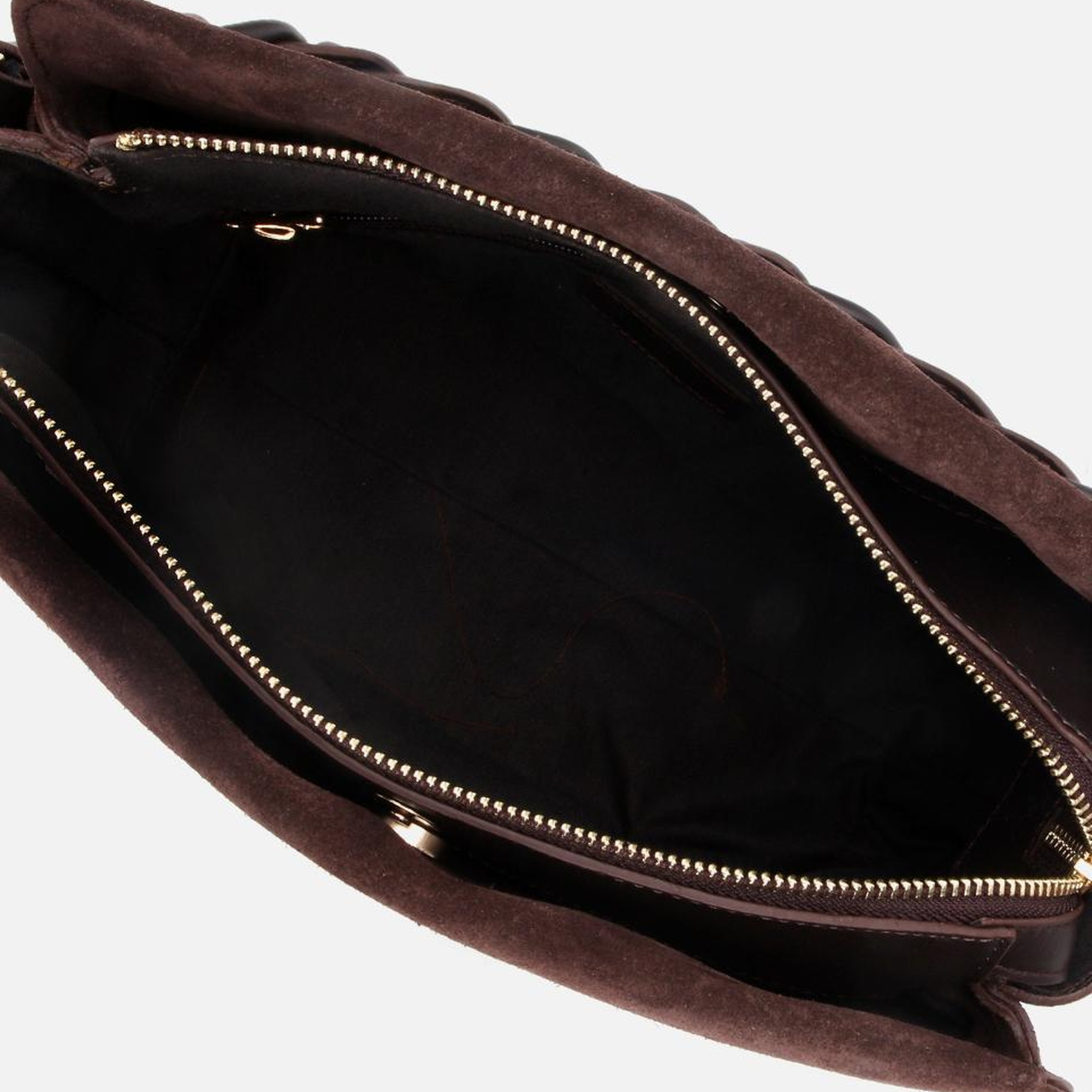 Kadın Süet Deri Kahverengi Örgü Askı Detaylı Omuz Çantası