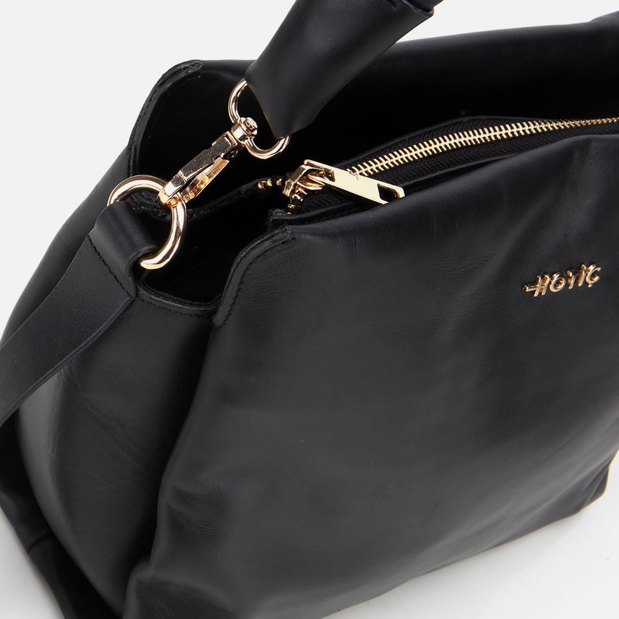 Kadın Deri Siyah Yumuşak Dokulu Örgü Askı Detaylı Omuz Çantası