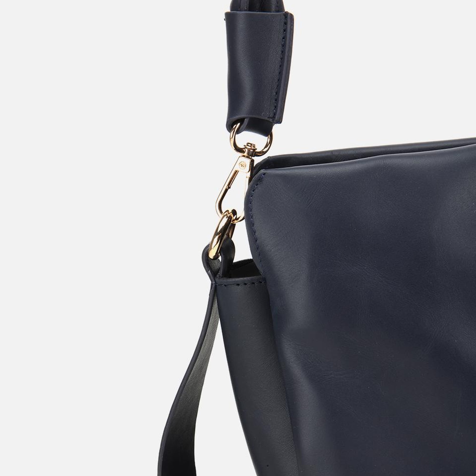 Kadın Deri Lacivert Yumuşak Dokulu Örgü Askı Detaylı Omuz Çantası