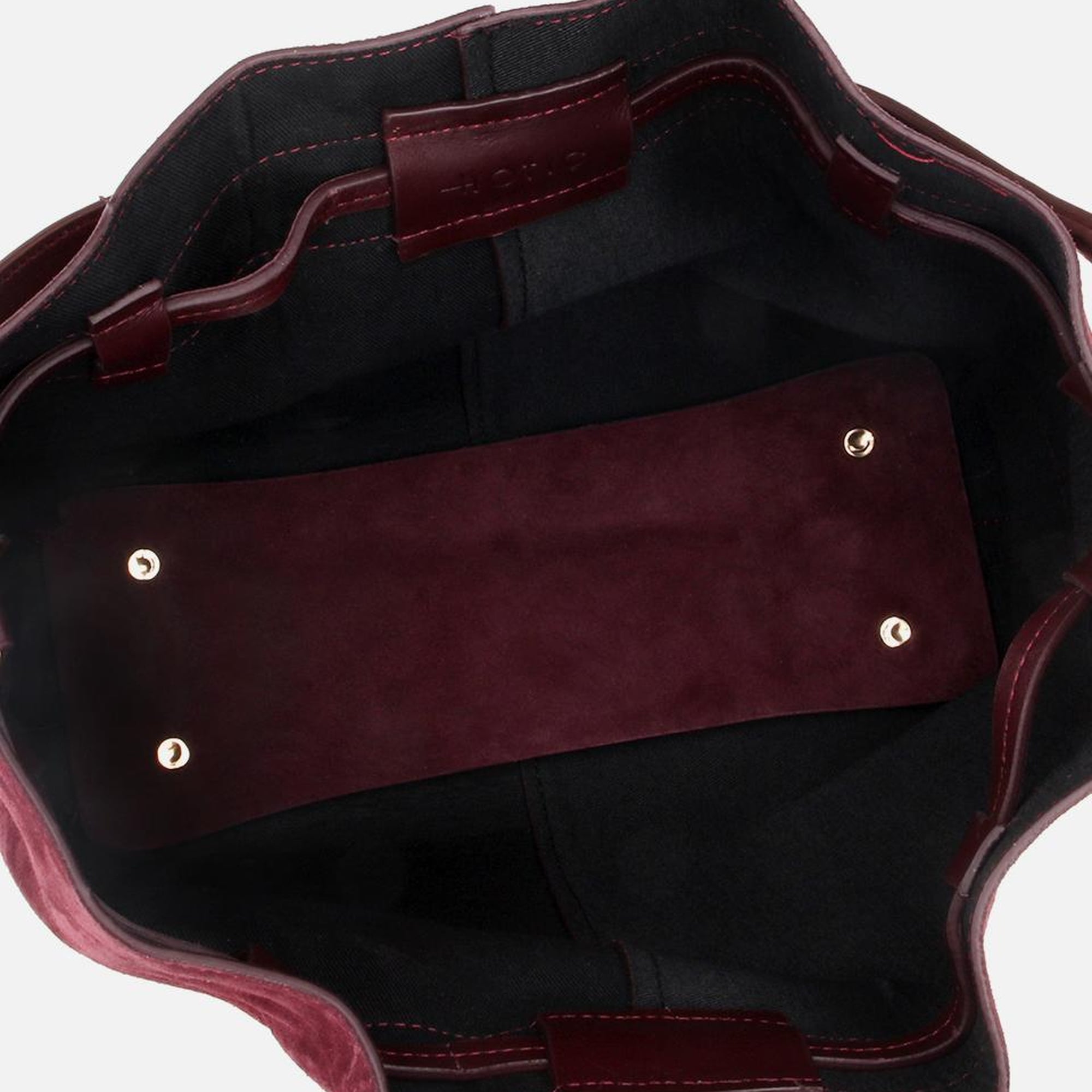 Kadın Süet Deri Bordo Bucket Omuz Çantası