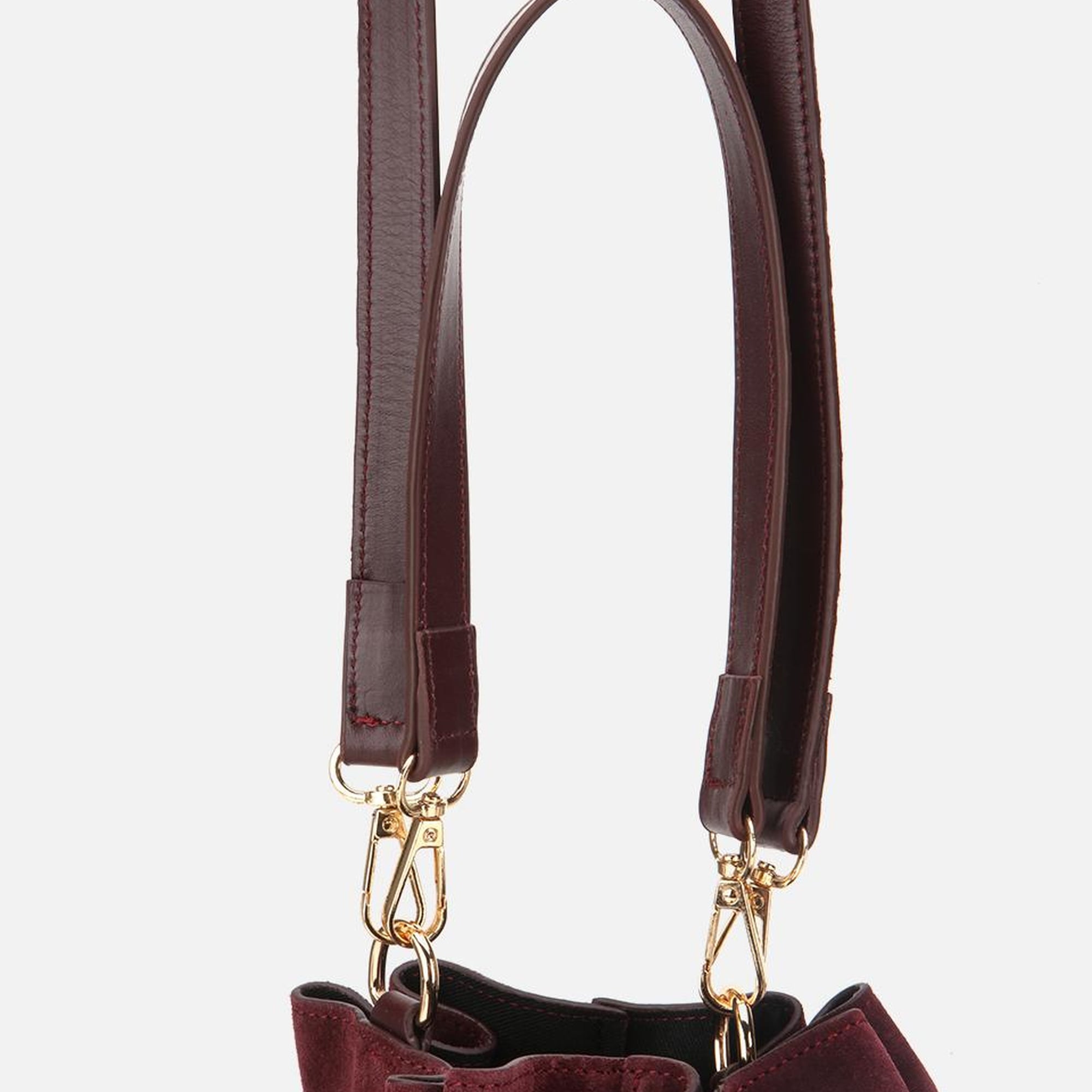 Kadın Süet Deri Bordo Bucket Omuz Çantası