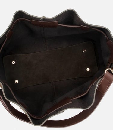  Kadın Süet Deri Haki Bucket Omuz Çantası