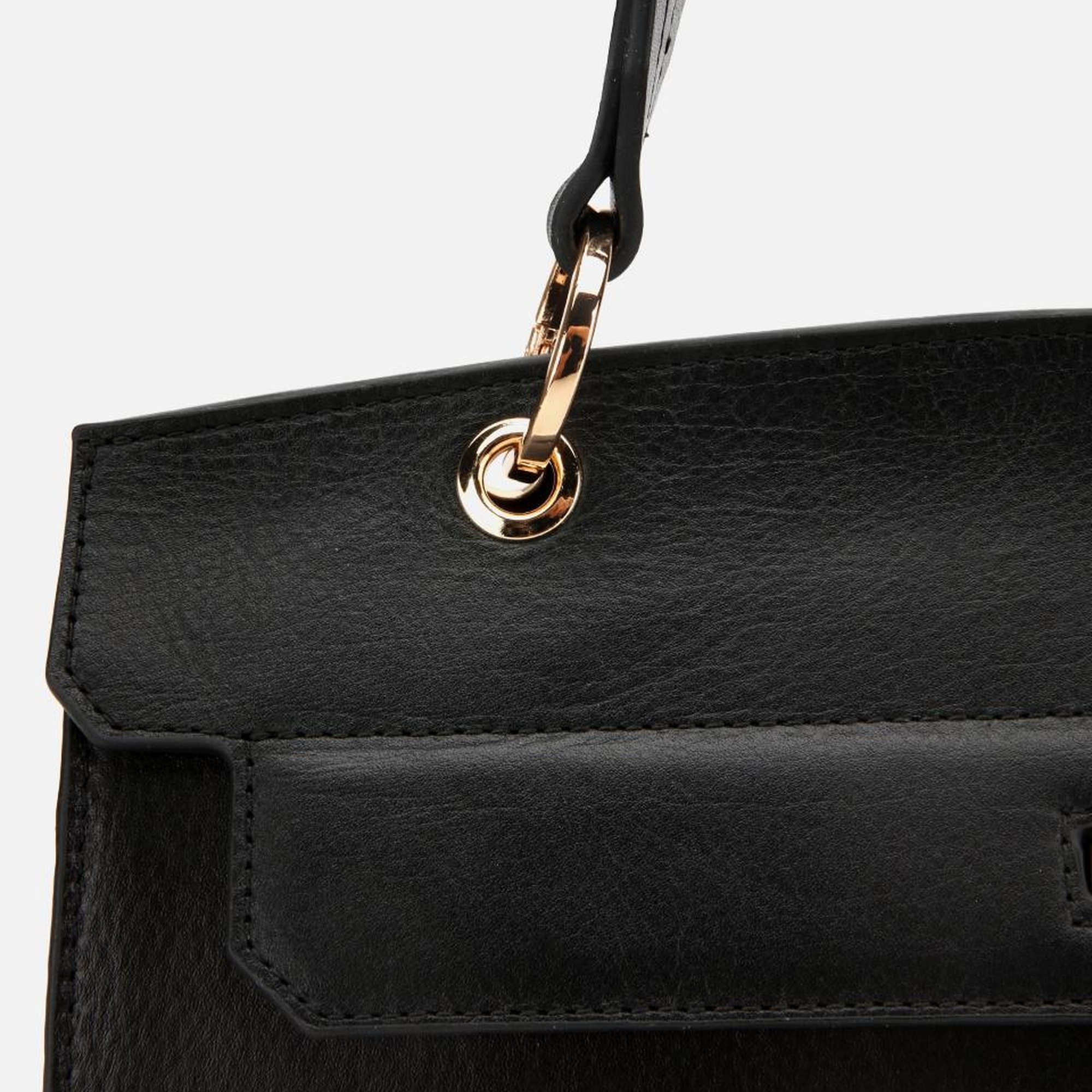 Kadın Deri Siyah Kilit Detaylı Omuz Çantası